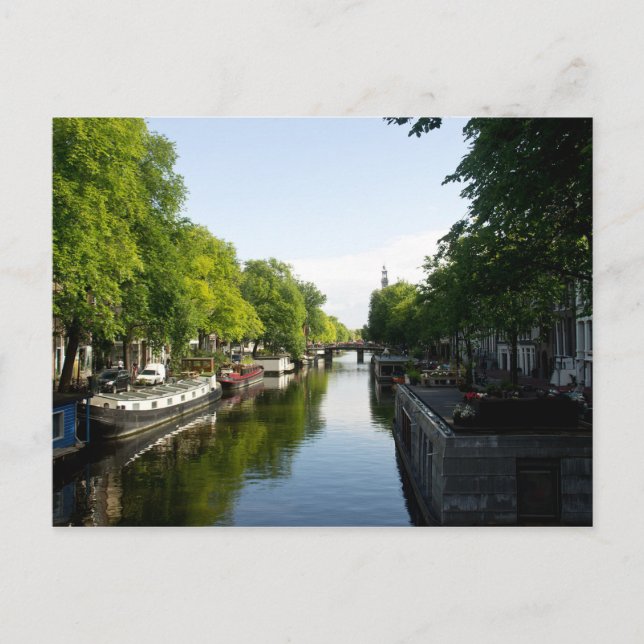 Carte Postale Bateaux maison sur le canal d'Amsterdam (Devant)