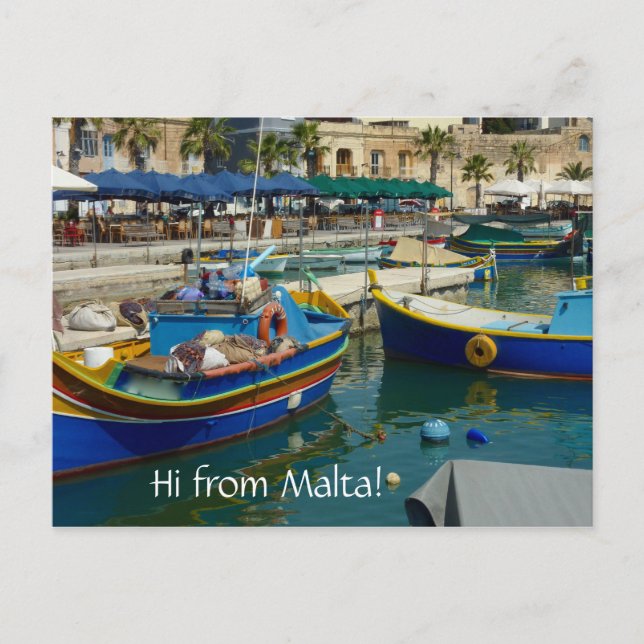 Carte Postale Bateaux peints Marsaxlokk (Devant)