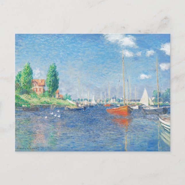 Carte Postale Bateaux rouges à Argenteuil par Monet (Devant)