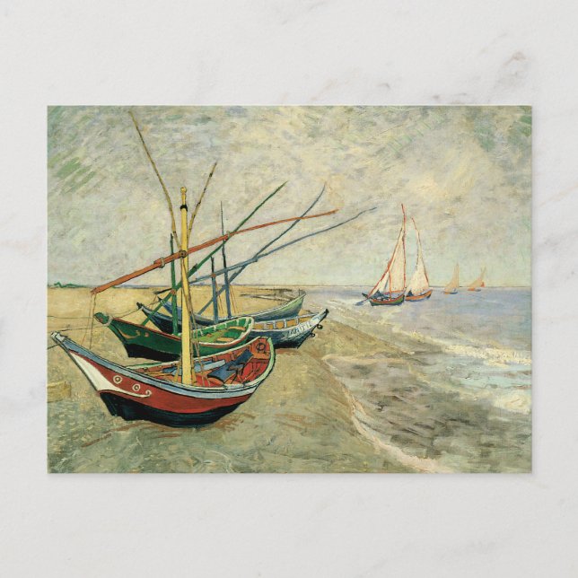 Carte Postale Bateaux sur la plage de Saintes-Maries (Devant)