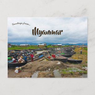 Carte Postale Bateaux sur le lac Inle Bagan Yangon Myanmar