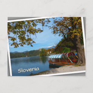 Carte Postale Bateaux touristiques dans le lac Bled en automne