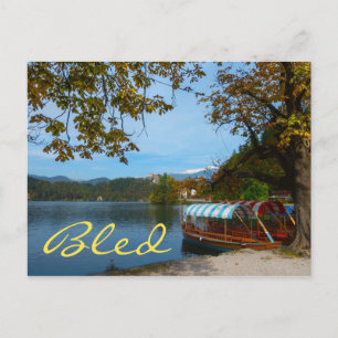 Carte Postale Bateaux touristiques dans le lac Bled en automne