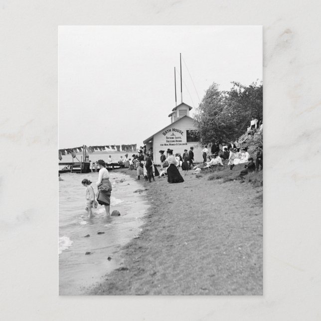 Carte Postale Bath House, île Bois Blanc, MI 1903 (Devant)