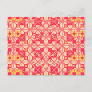 Carte Postale Batik tribal - nuances de rose corail