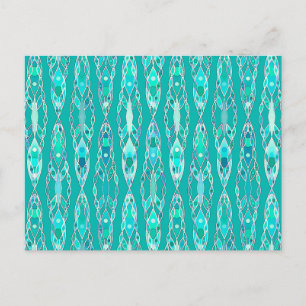 Carte Postale Batik Tribal - Turquoise et Aigue-Marine