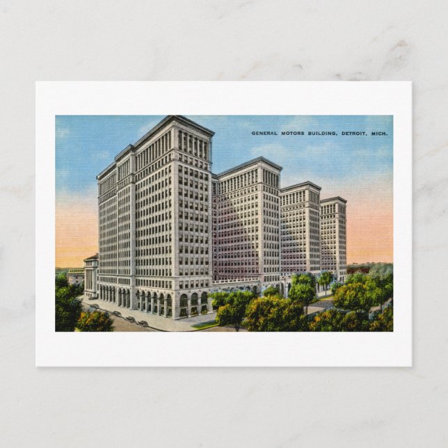 Carte Postale Bâtiment General Motors, Detroit, Michigan (Devant)