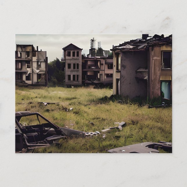 Carte Postale Bâtiments postapalyptiques abandonnés (Devant)