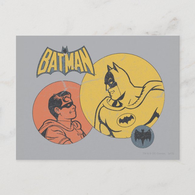Carte Postale Batman Et Robin Graphic - Distressed (Devant)