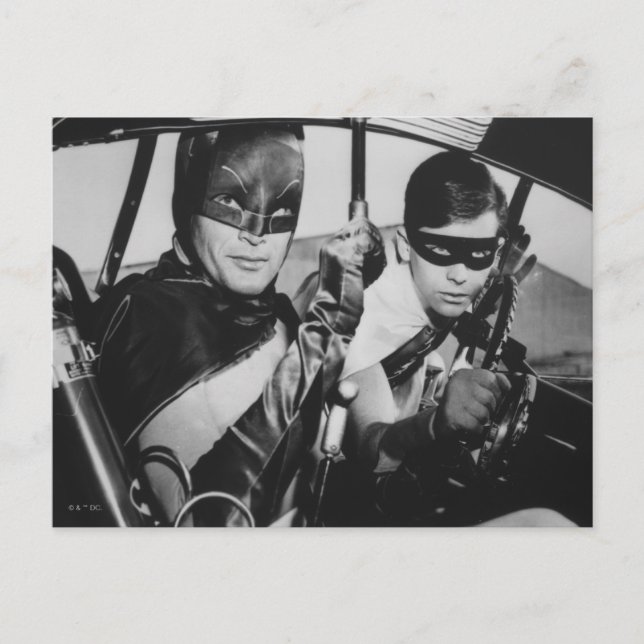 Carte Postale Batman et Robin In Batmobile (Devant)