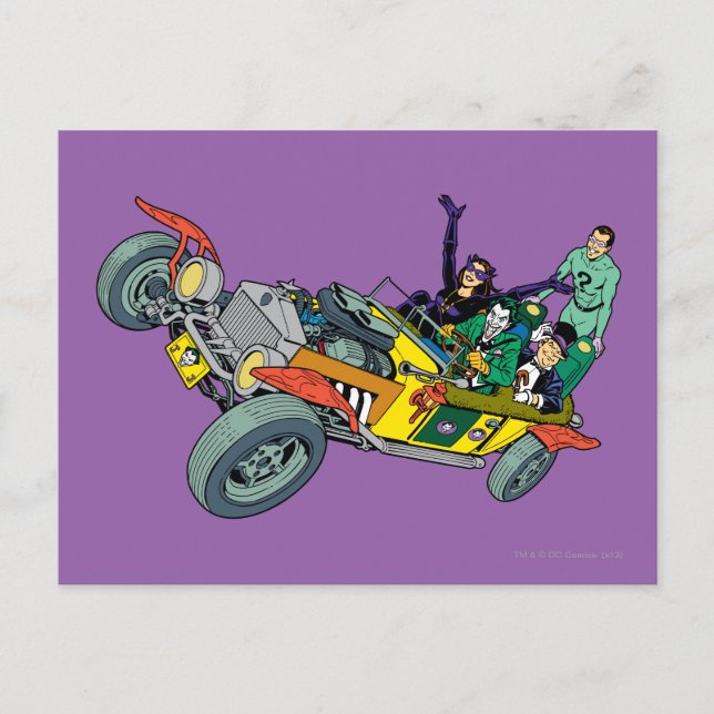 Carte Postale Batman Villages À Jokermobile (Devant)