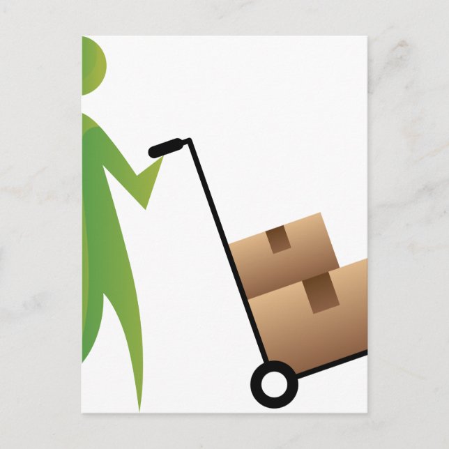 Carte Postale Bâton Figure Homme Déplacement Boîtes Camion (Devant)