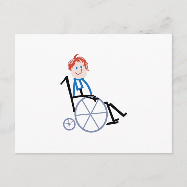 Carte Postale Bâton pour enfant en fauteuil roulant (Devant)