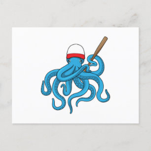 Carte Postale Batte de baseball Pieuvre