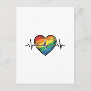 Carte Postale Battement de coeur arc-en-ciel Gravure vintage Des