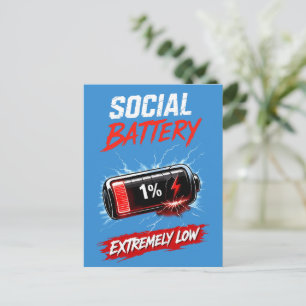Carte Postale Batterie Sociale Extrêmement Faible – Introverti D
