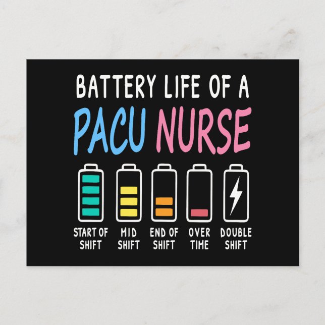 Carte Postale Battery life of a PACU nurse levels humor (Devant)
