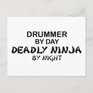 Carte Postale Batteur mort Ninja par nuit