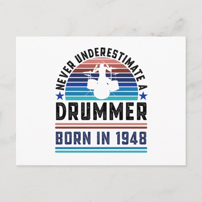 Carte Postale Batteur né 1948 80e Anniversaire Cadeau de batteri (Devant)