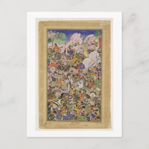 Carte Postale Battle of Bundi, from the Akbarnama, c.1590