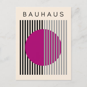 Carte Postale Bauhaus Art Moderne Violet Cercle Stripes