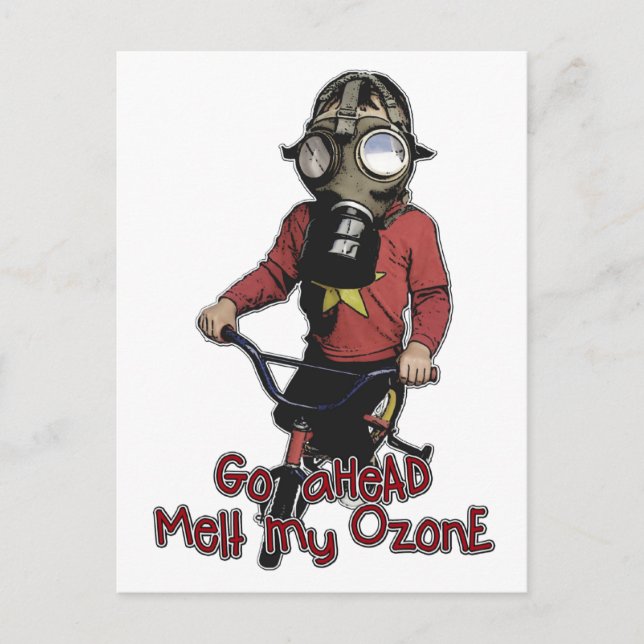 Carte Postale Bazooka Kid - Masque à gaz et vélo (Devant)