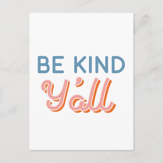 Carte Postale Be Kind Y’all Southern Postcard (Devant)