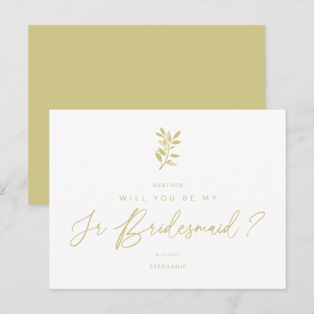 Carte Postale Be My Junior Bridesmaid Golden Effect Braches (Devant / Derrière)