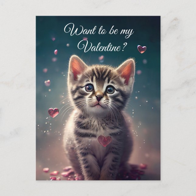 Carte Postale Be My Valentine - Sweet Little Kitten Love (Devant)