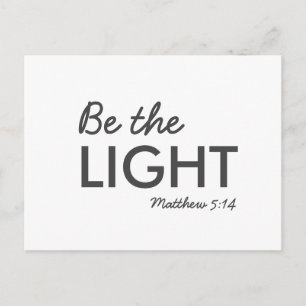 Carte Postale Be the Light Matthew 5:14 Bible Verse Christian