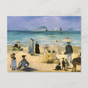 Carte Postale Beach at Boulogne by Edouard Manet, Vintage Art