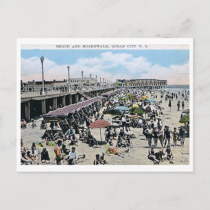 Carte Postale Beach & Boardwalk, Ocean City, NJ Vintage