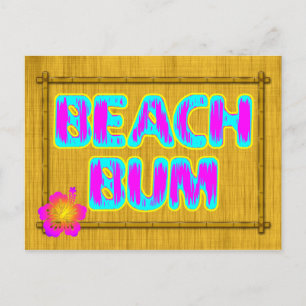 Carte Postale Beach Bum Funny Dire rose et Turquoise