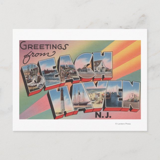 Carte Postale Beach Haven, New Jersey - Grandes SCÈNES (Devant)