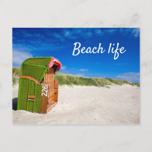 Carte Postale Beach life Green Beach chaise photo avec texte