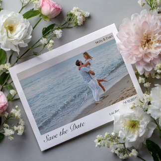 Carte Postale Beach Romance Bordure photo mariage Enregistrer la