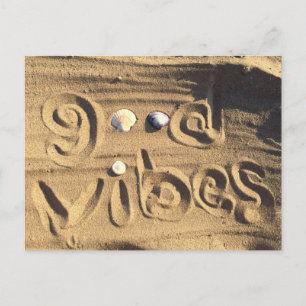 Carte Postale Beach Sand Seashells Photo Fun Good Vibes Citation