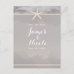 Carte Postale Beach Starfish Chic Grey Fiançailles Enregistrer l