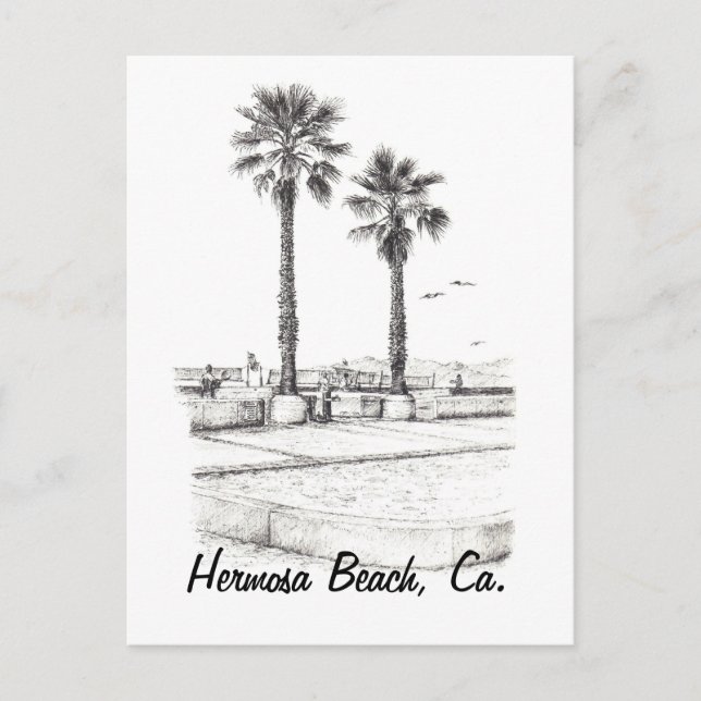 Carte Postale Beach Tennis, Hermosa Beach, Ca. (Devant)