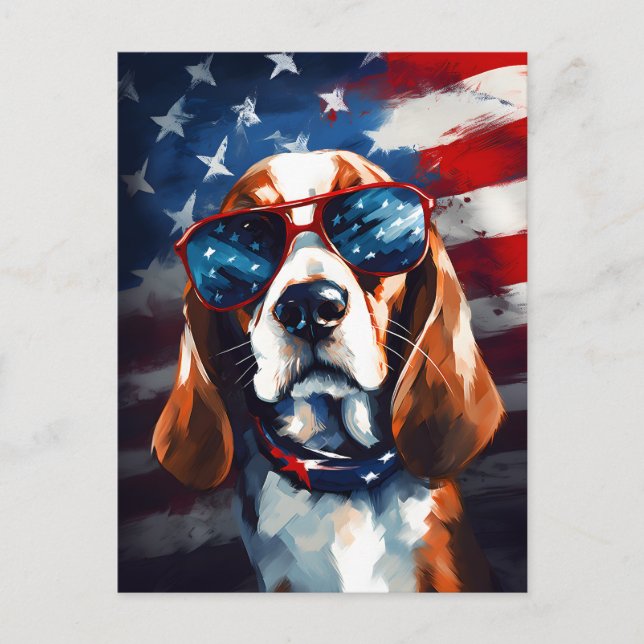 Carte Postale Beagle 4 juillet fête de l'indépendance (Devant)