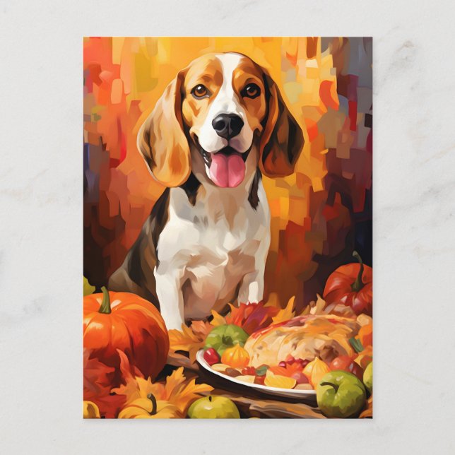 Carte Postale Beagle Automne Thanksgiving (Devant)