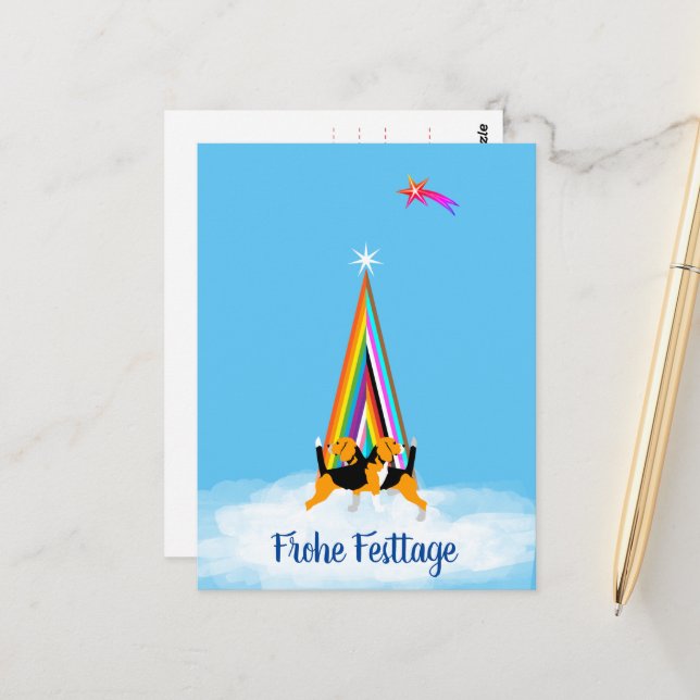 Carte Postale Beagle chien blNoël (Devant/Arrière en situation)