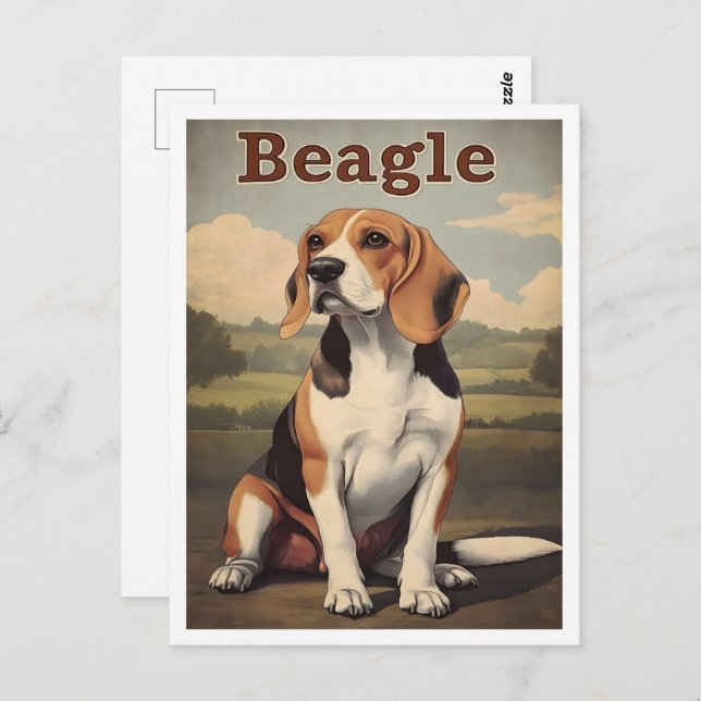 Carte Postale Beagle Dog Vintage Art (Devant / Derrière)