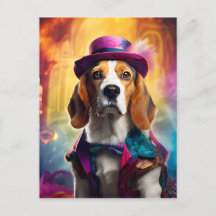 Beagle en costume vibrant