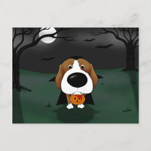 Carte Postale Beagle Halloween Vampire
