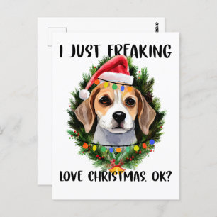 Carte Postale Beagle Je viens de freaking Love Noël Ok Noël