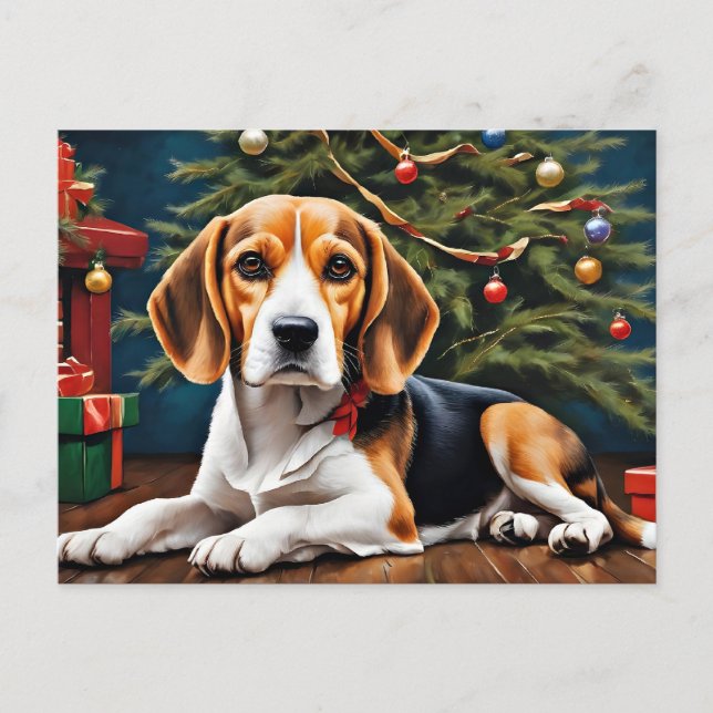 Carte Postale Beagle Noël (Devant)