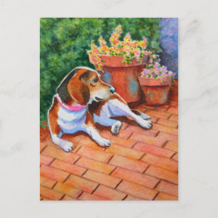 Carte Postale Beagle sur Brick Patio