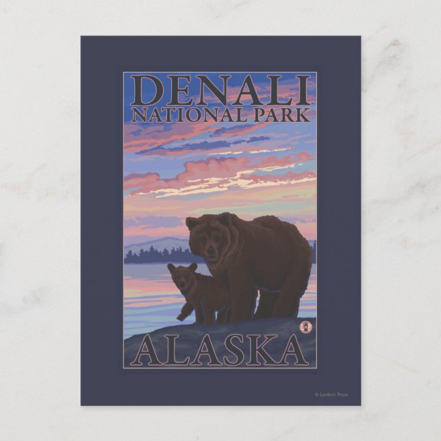 Carte Postale Bear and Cub - Denali National Park, Alaska (Devant)