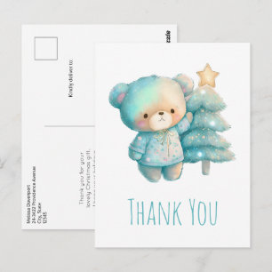 Carte Postale Bear mignonne et Merci d'arbre de Noël